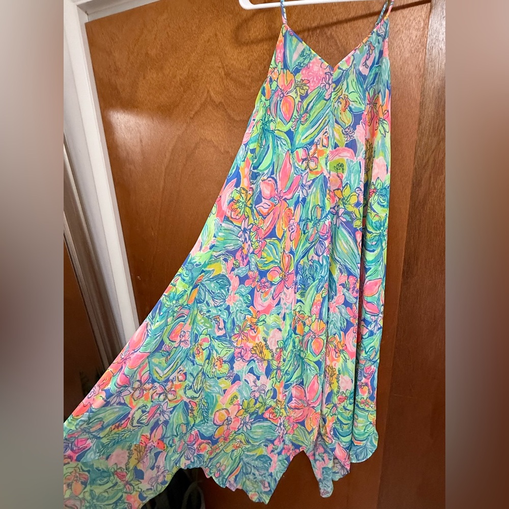 Lilly Pulitzer Perry Maxi Gypsea Swim COVER UP DRESS Bennet Blue RARE